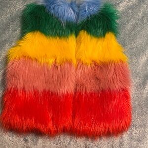 Mini Boden Colorful Faux Fur Vest size 4/5